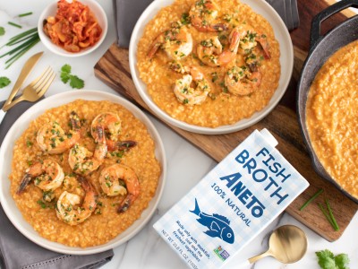 Kimchi Risotto with Garlic Shrimp