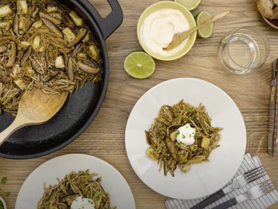 Shiitake and Cuttlefish Mushroom Noodle with Lime Allioli