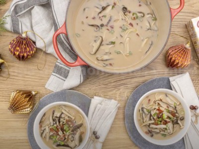 Pernil Soup, Mushrooms and Miso